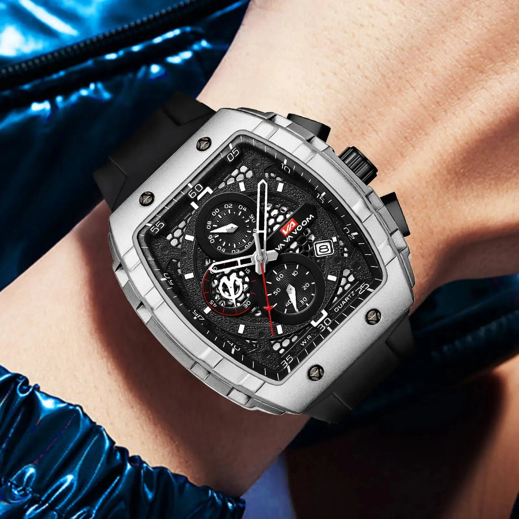 2025 New VA VA VOOM Top Brand Men Watches Luxury Square Sports Quartz Watch Waterproof Multifunctional Chronograph Watch for Men Lootquake LLC  Techno geeks