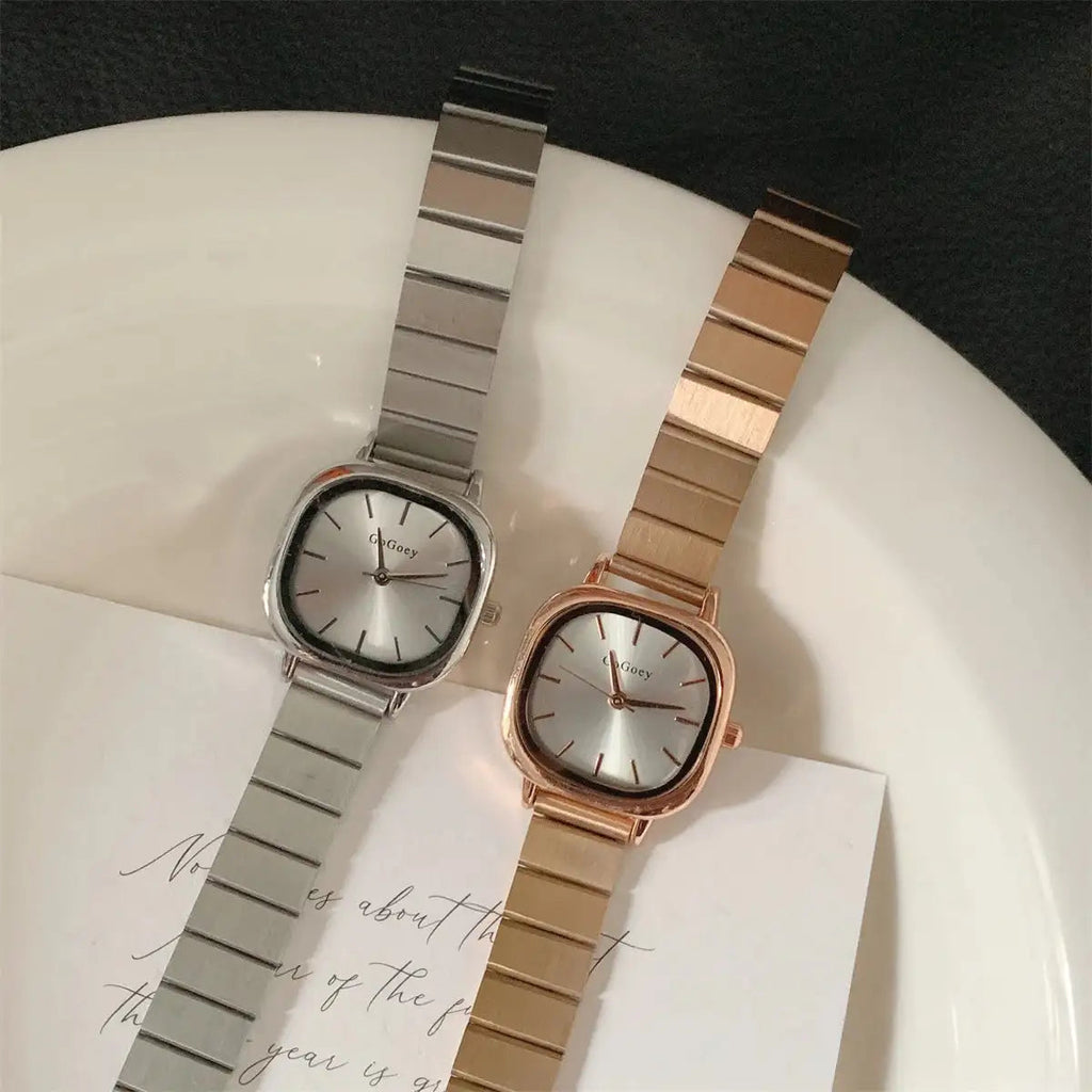 2024 Hot Brand Stainless Steel Strap Watch Women Luxury Gift Quartz Wristwatch Student Fashion Simple Square Quartz Watches Lootquake LLC  Techno geeks