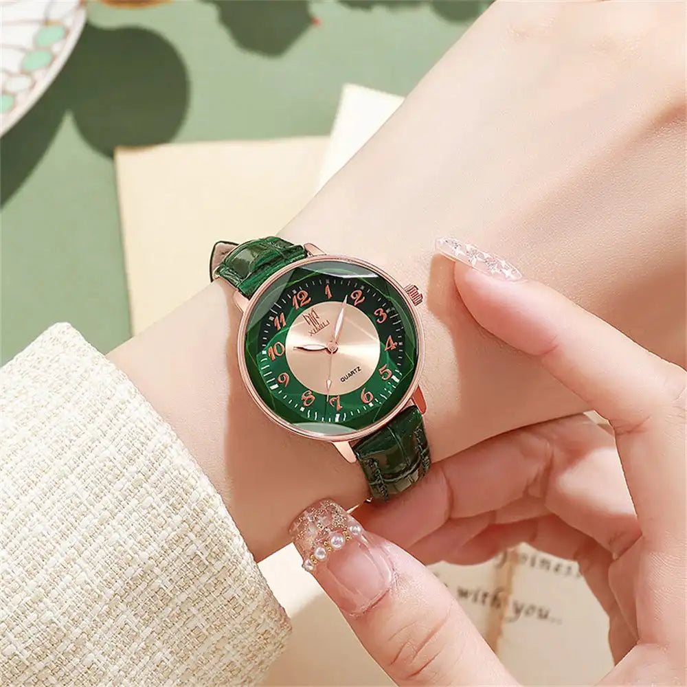 Women's Watch Simple Arabic Numerals Quartz Watch Fashionable Pink Leather Lady Business Clock Wristwatch Lootquake LLC  Techno geeks