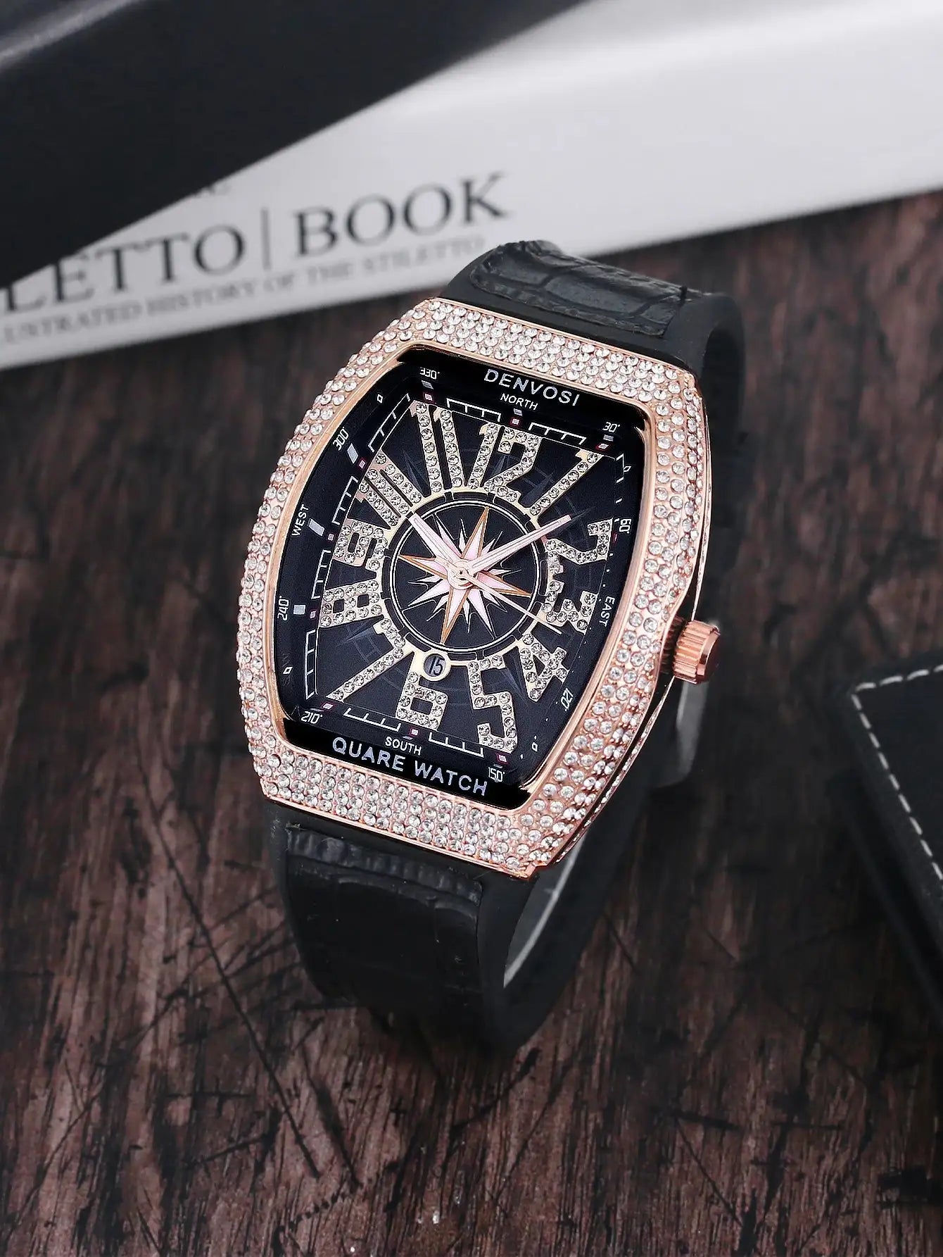 Luxury Diamond wristwatch for women Fasion and elegant quartz watch with silicone watchstrap Waterproof luminous Tonneau watch Lootquake LLC  Techno geeks