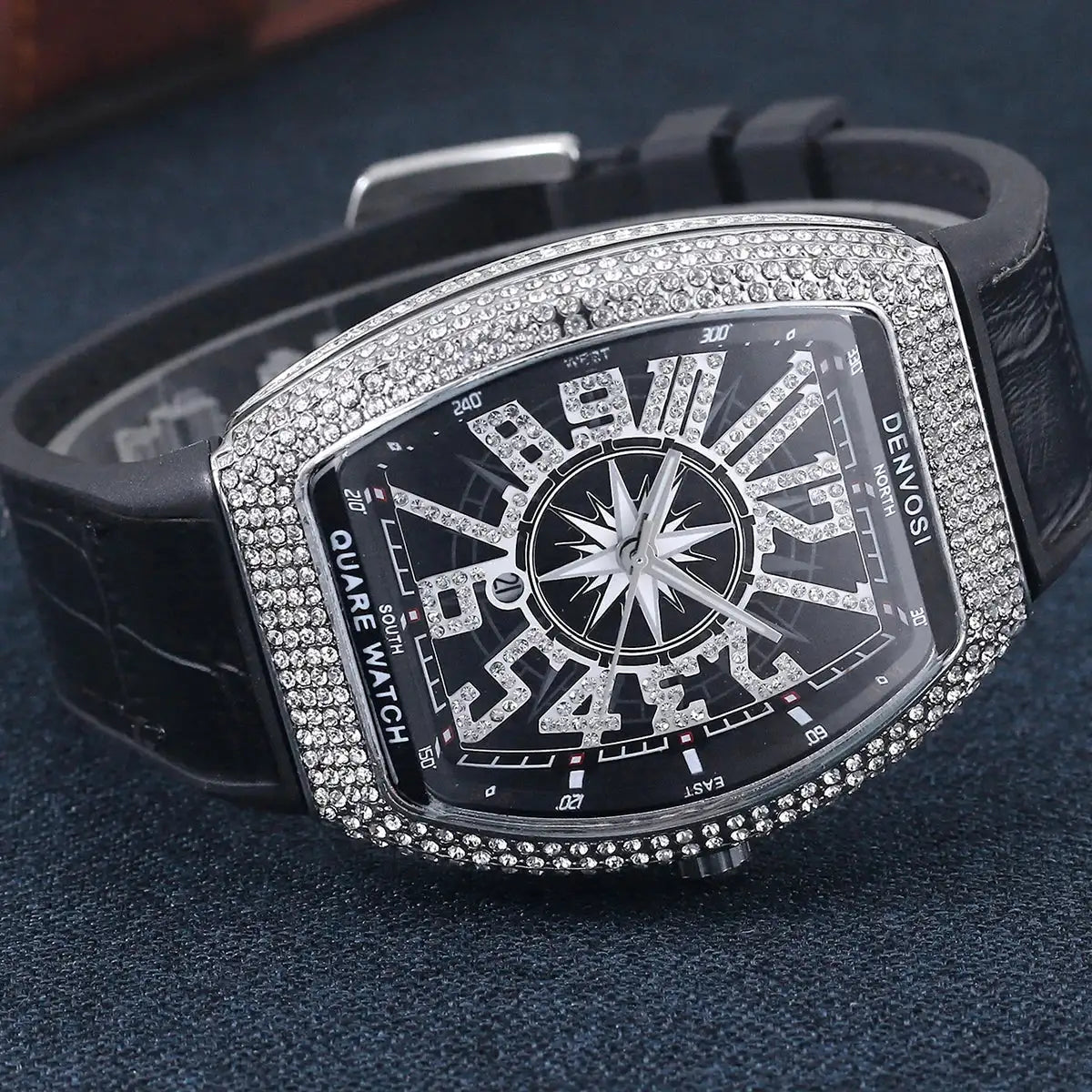 Luxury Diamond wristwatch for women Fasion and elegant quartz watch with silicone watchstrap Waterproof luminous Tonneau watch Lootquake LLC  Techno geeks