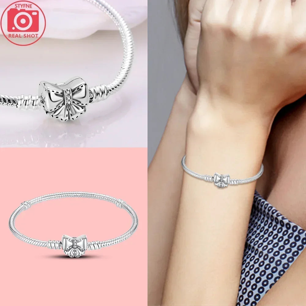 New 925 Silver Celtic Knot Snake Bone Lucky Eye Bracelet Fit Original Charming Bracelet Diy Fine Jewelry Gifts for Women Lootquake LLC  Techno geeks