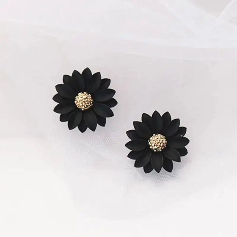 925 Silver Needle Korean Fashion Camellia Flower Earrings For Women Jewelry 2025 Trending Women's Black White Stud Earrings Gift Lootquake LLC  Techno geeks