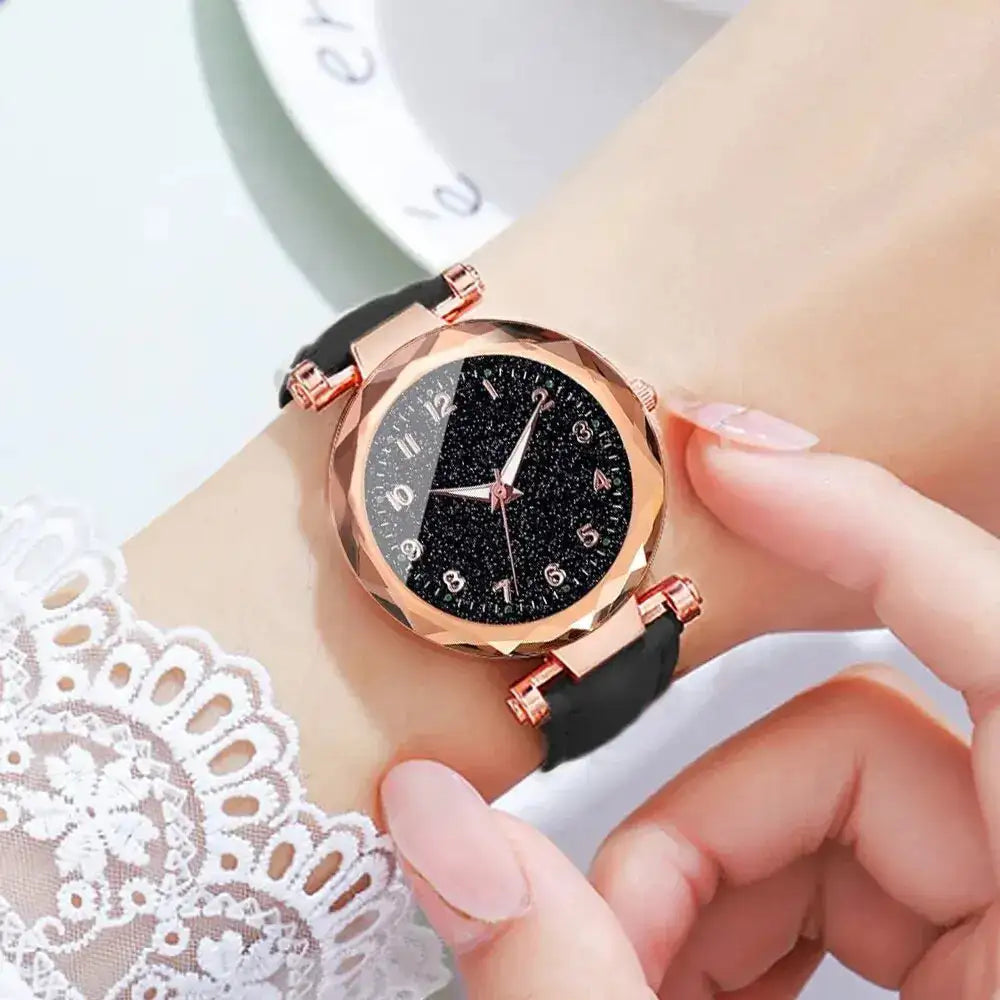 5pcs Set Womens Watches Set Ladies Fashion Watch Black Female New Simple Casual Womens Analog WristWatch Bracelet Gift No Box Lootquake LLC  Techno geeks