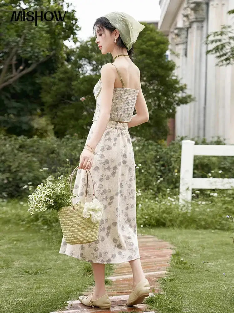 MISHOW Floral Camisole Skirt Separately Summer Adjustable Shoulder Straps Sleeveless Top Back Elastic Waist Skirts MXD14D0026 Lootquake LLC  Techno geeks