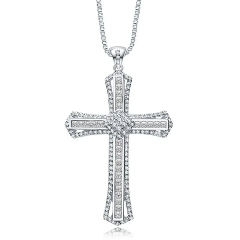 Exquisite Shining Crystal Cross Necklace Pendant Lucky Charming Fashion Jewelry Gift Unisex Lootquake LLC  Techno geeks