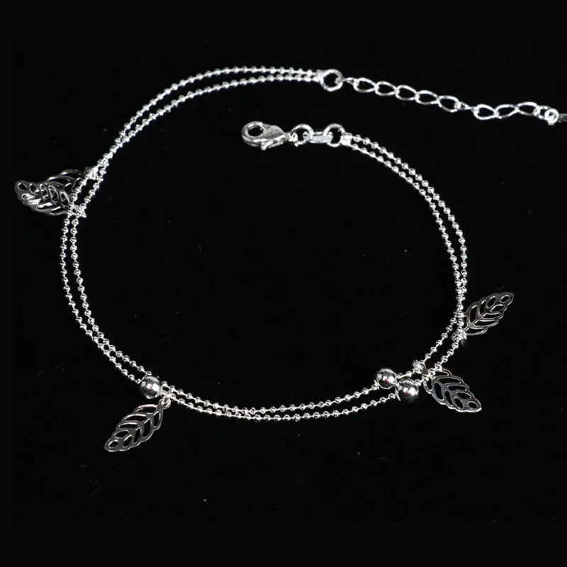 Silver color Stars Anklet Double Layer plated Charms Ankle Bracelet Jewellery Anklets For Women Foot Jewelry Love 2023 new hot Lootquake LLC  Techno geeks