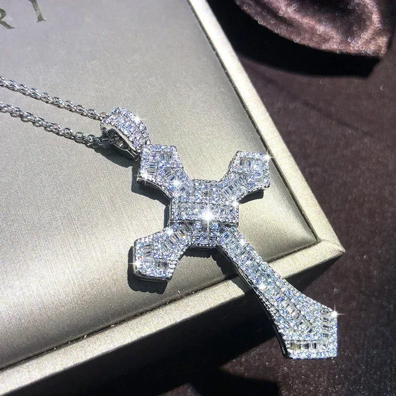 Exquisite Shining Crystal Cross Necklace Pendant Lucky Charming Fashion Jewelry Gift Unisex Lootquake LLC  Techno geeks