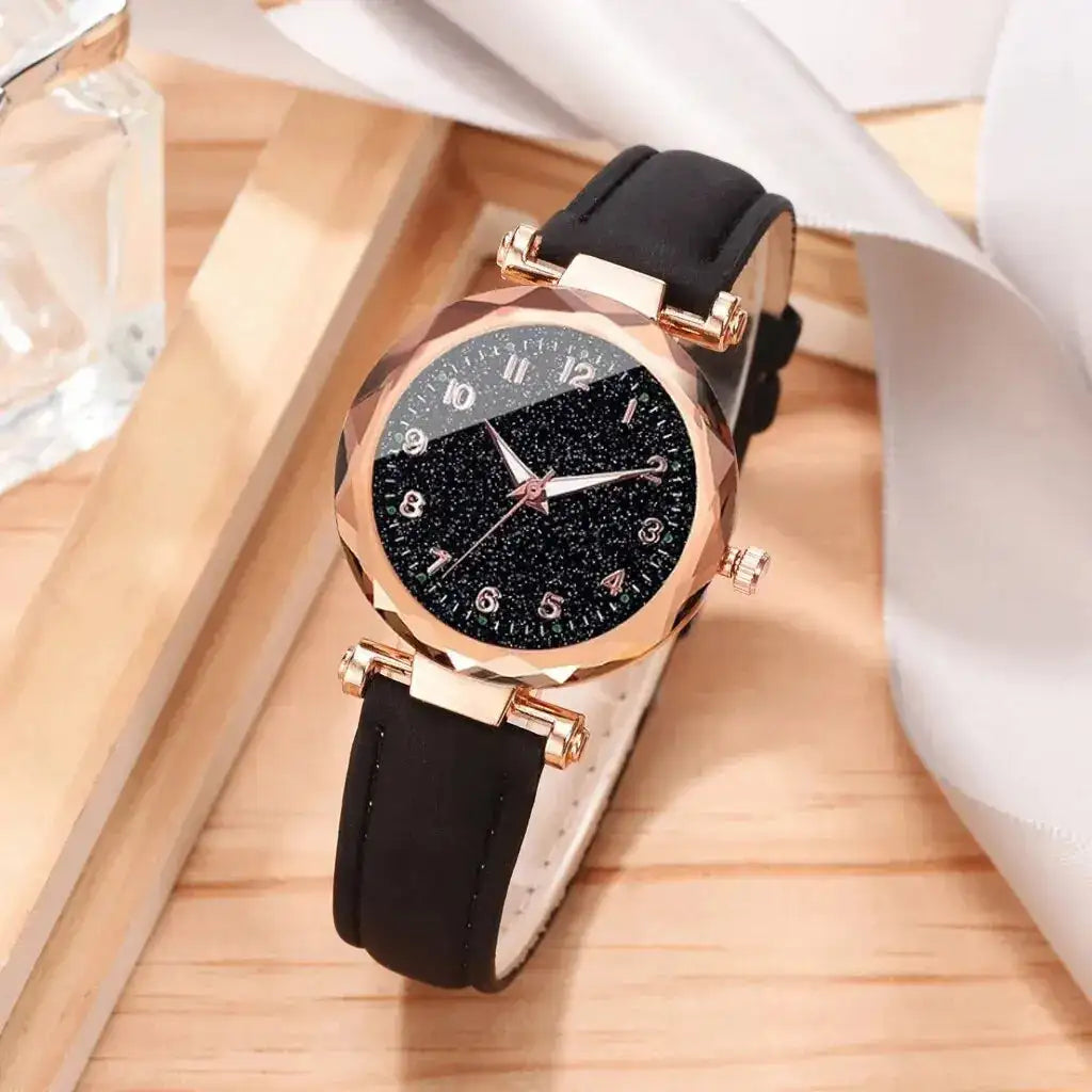 5pcs Set Womens Watches Set Ladies Fashion Watch Black Female New Simple Casual Womens Analog WristWatch Bracelet Gift No Box Lootquake LLC  Techno geeks