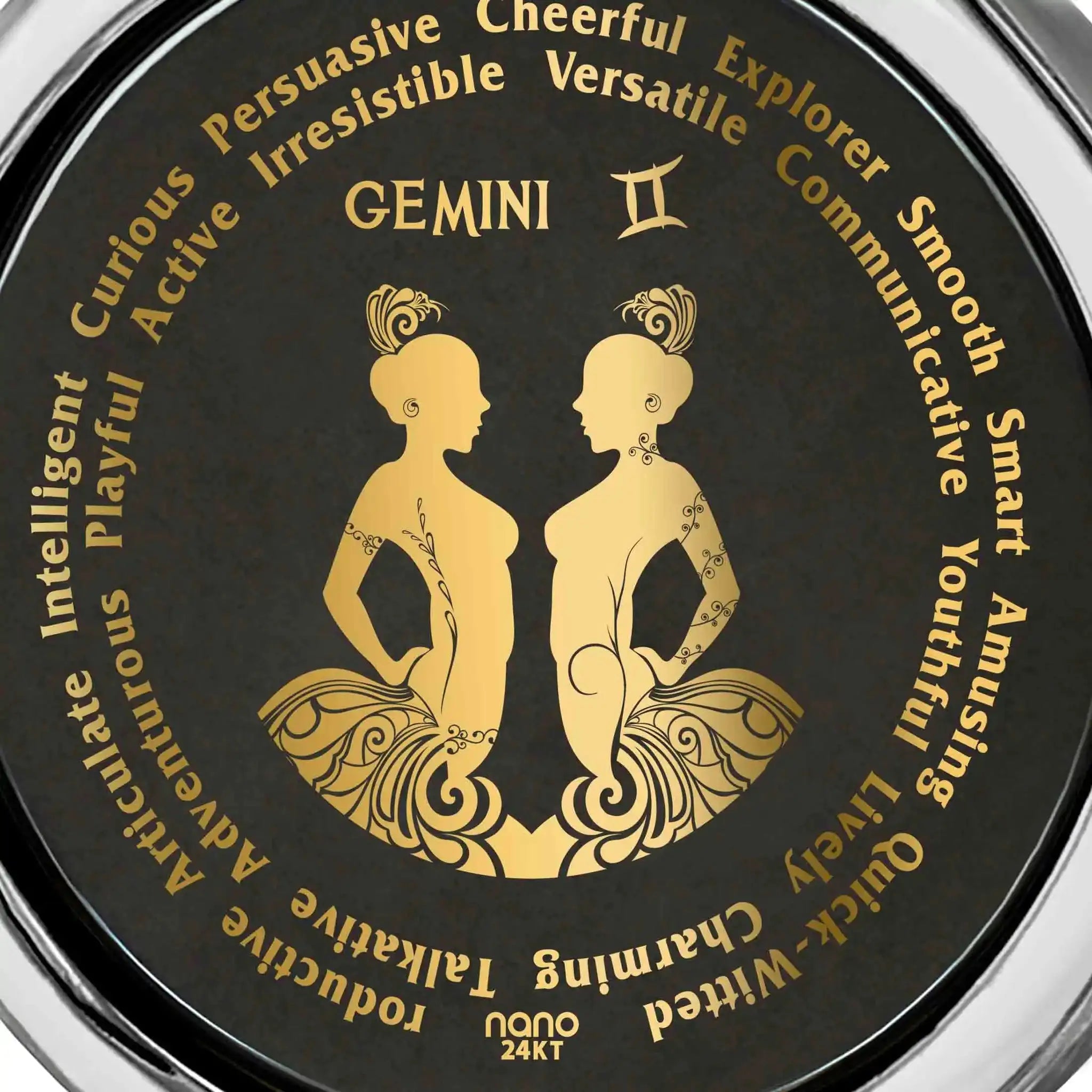 Gemini Necklaces for Lovers of the Zodiac 24k Gold Inscribed Lootquake LLC  Techno geeks