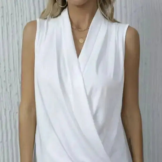Women's Solid Color V-neck Off Shoulder Fashionable Versatile Camisole Vest Lootquake LLC  Techno geeks