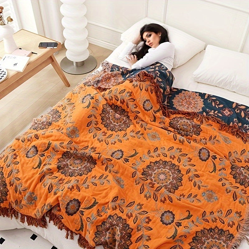 "Plush Perfection" Ultra-Soft, Breathable Cotton Throw Blanket With Tassels - Versatile For All Seasons, Machine Washable & Dryable Lootquake LLC  Techno geeks