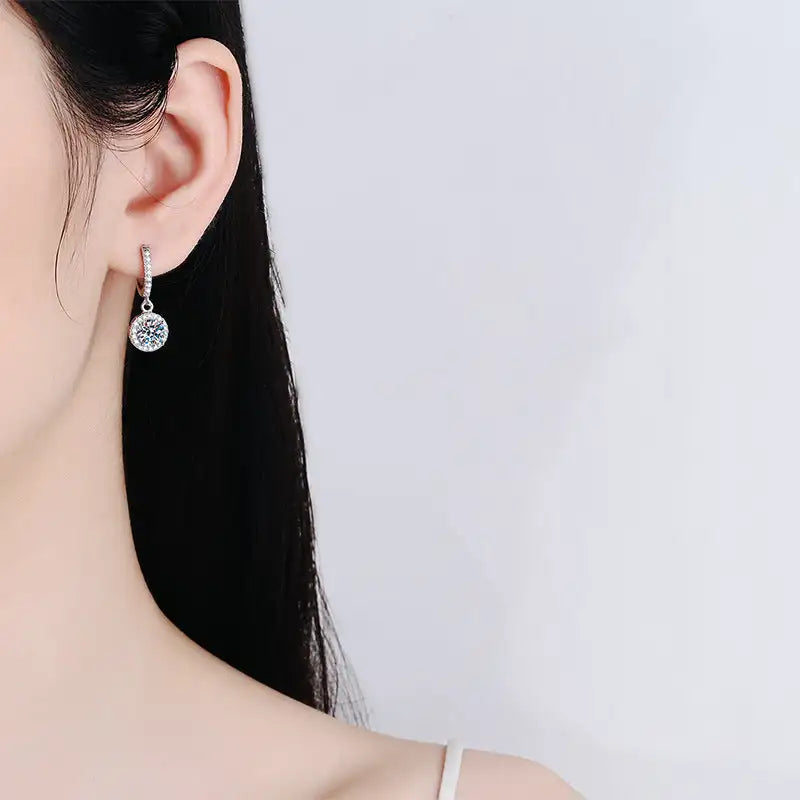 Moissanite Tassel Princess Round Bag 1 Karat Silver Earrings Lootquake LLC  Techno geeks