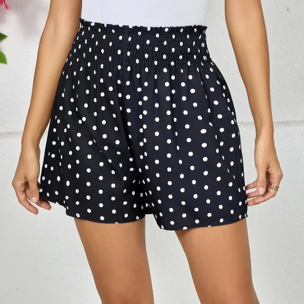 Ladies' Polka Dot Printed Sherry Shorts With Drawstring And Casual Shorts Lootquake LLC  Techno geeks