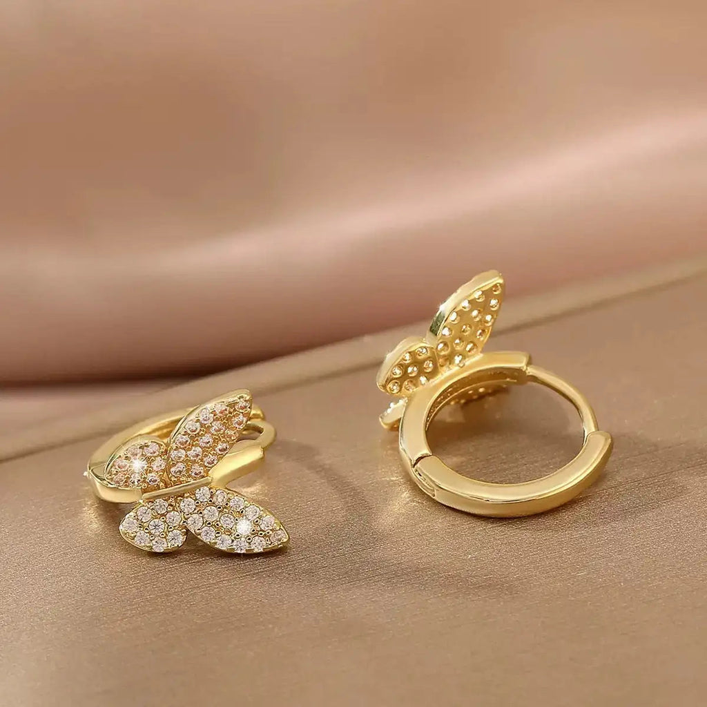 Fashion Copper Inlaid Zirconium Butterfly Ear Ring Niche Lootquake LLC  Techno geeks