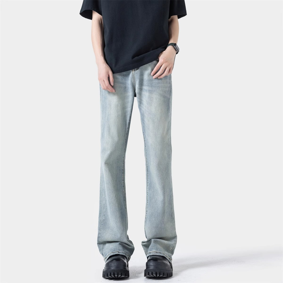 Black Casual Trousers Straight Micro-pull Lootquake LLC  Techno geeks