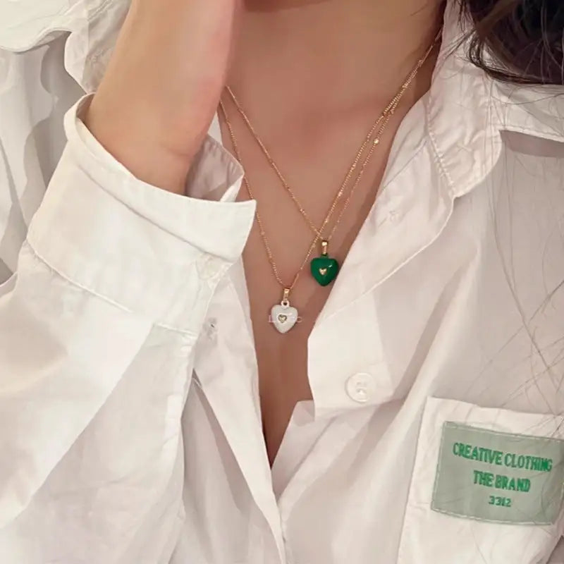 Colored Loving Heart Sweet Cool Necklace Light Luxury Minority Fashion Lootquake LLC  Techno geeks