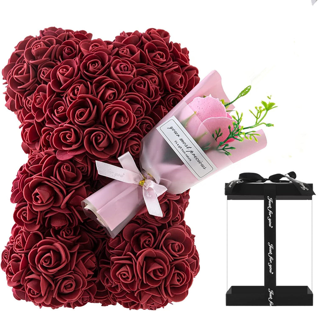 Rose Bear Preserved Fresh Flower Valentine's Day Birthday Gift Baby Joy  Techno geeks