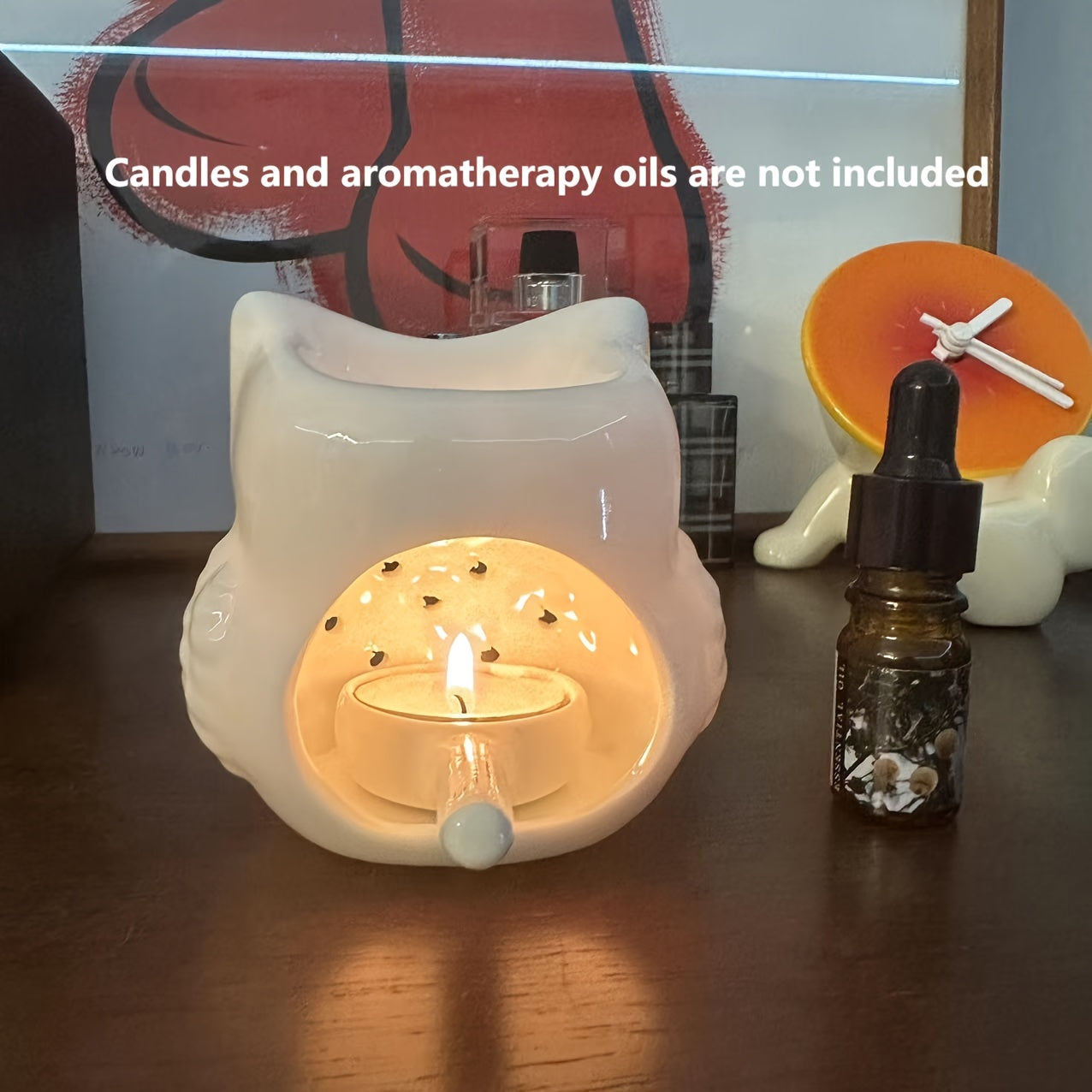 1 Owl Aromatherapy Burner, (With Candle Holder) (Candles And Aromatherapy Oils Not Included) Creative Aromatherapy Burner, Essential Oil Lamp Burner, Scented Candle Burner, Halloween, Christmas, Thanksgiving Tabletop Decorati Lootquake LLC  Techno geeks