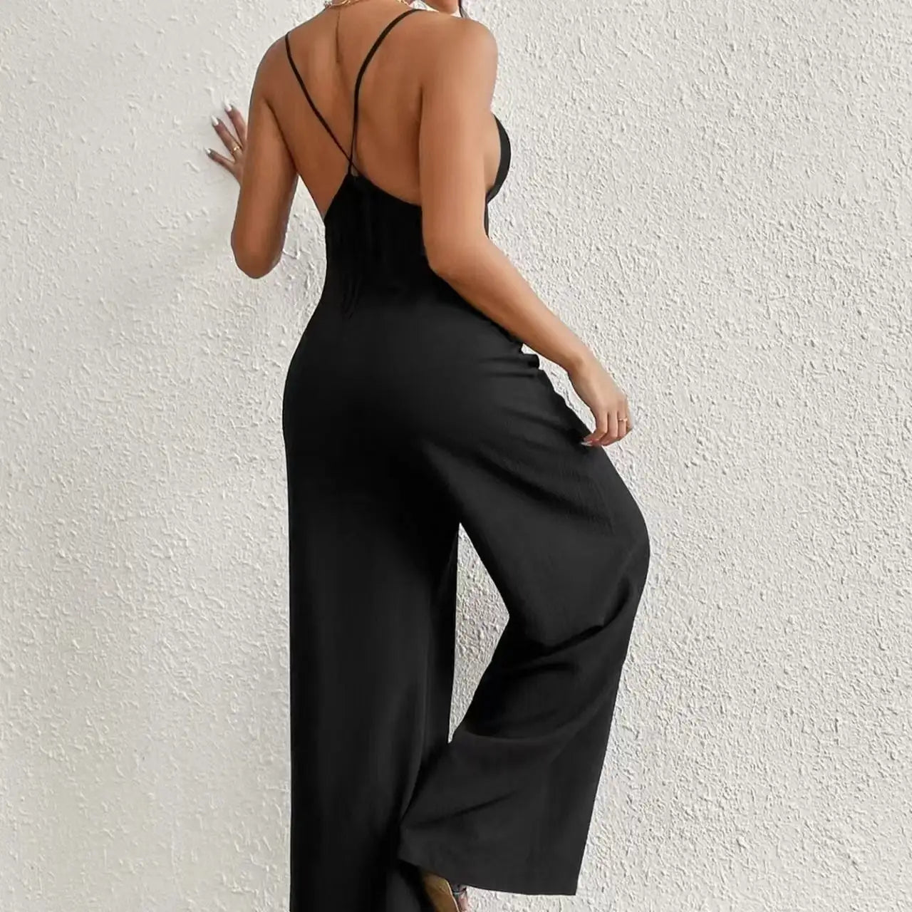 Ladies' Cross Leisure Vacation Lazy Backless Wide Leg Pants Camisole Skirt Jumpsuit Lootquake LLC  Techno geeks