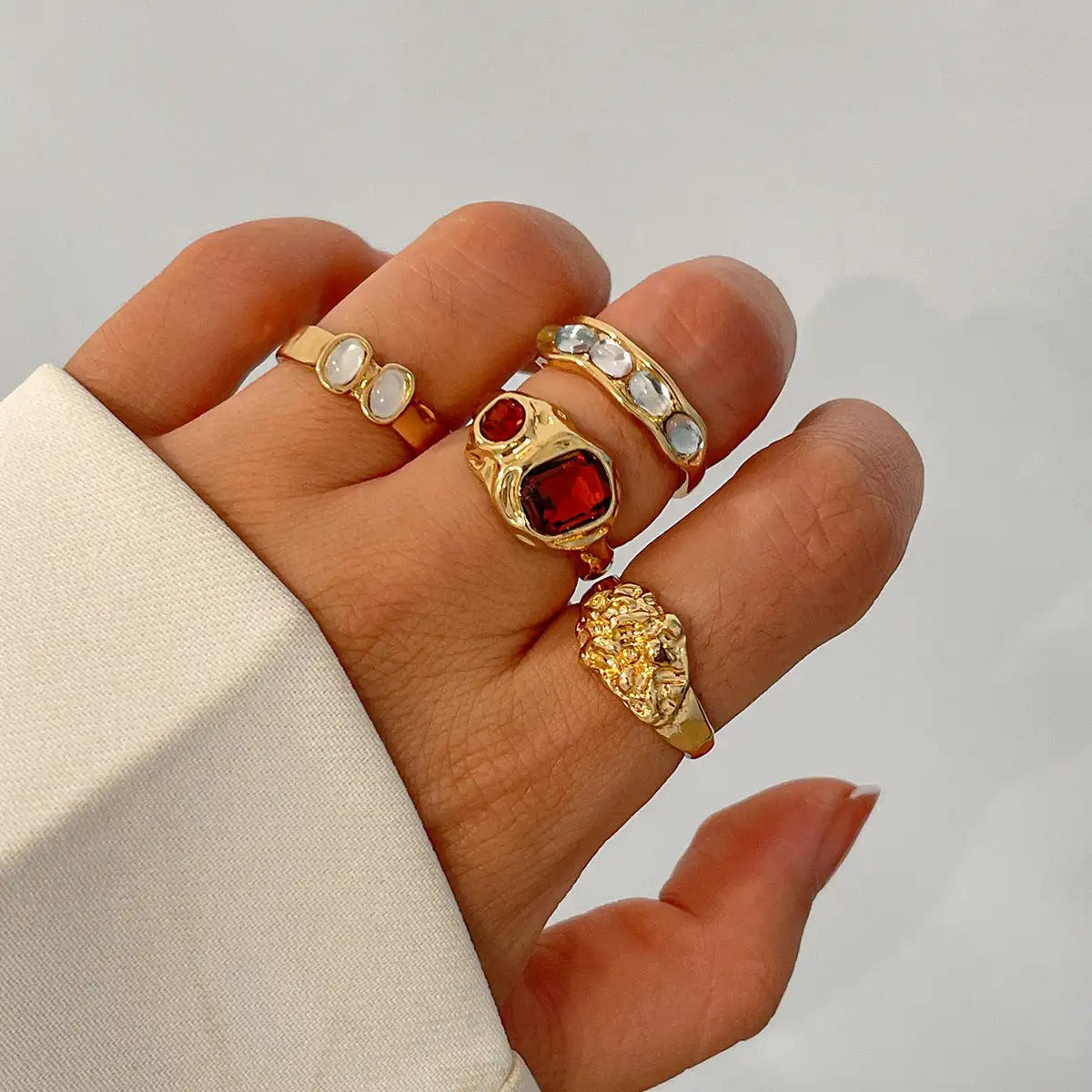 Geometric Diamond Gemstone Ring Suit Women Lootquake LLC  Techno geeks