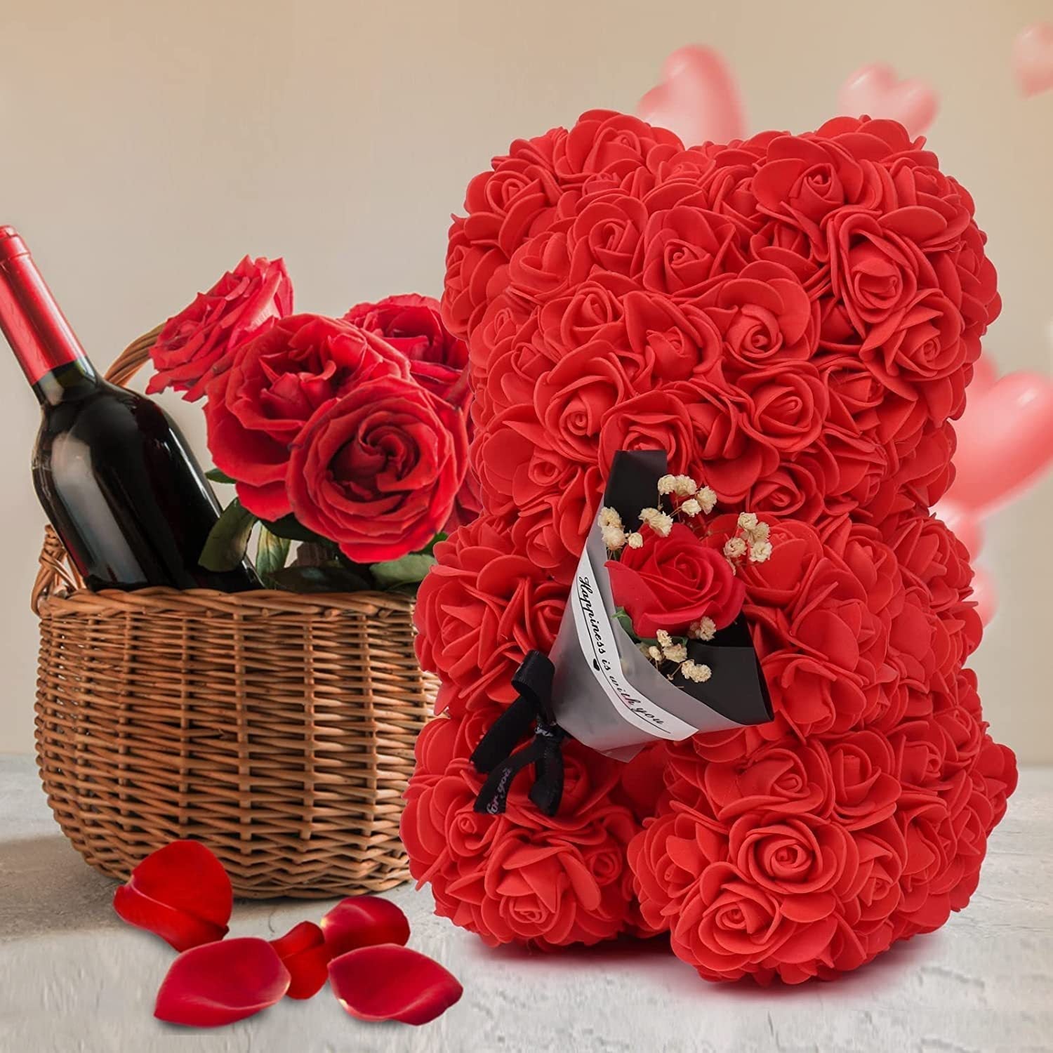 Rose Bear Preserved Fresh Flower Valentine's Day Birthday Gift Baby Joy  Techno geeks