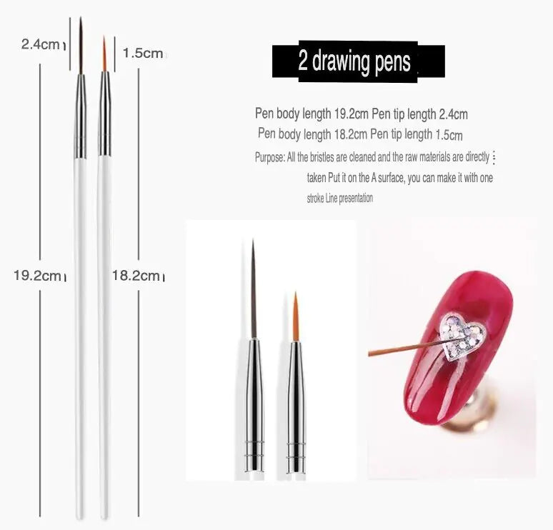 20PCS/Set Nail Art Design Dotting Painting Drawing Polish Brush Pen Tools UV Gel Techno geeks  Techno geeks