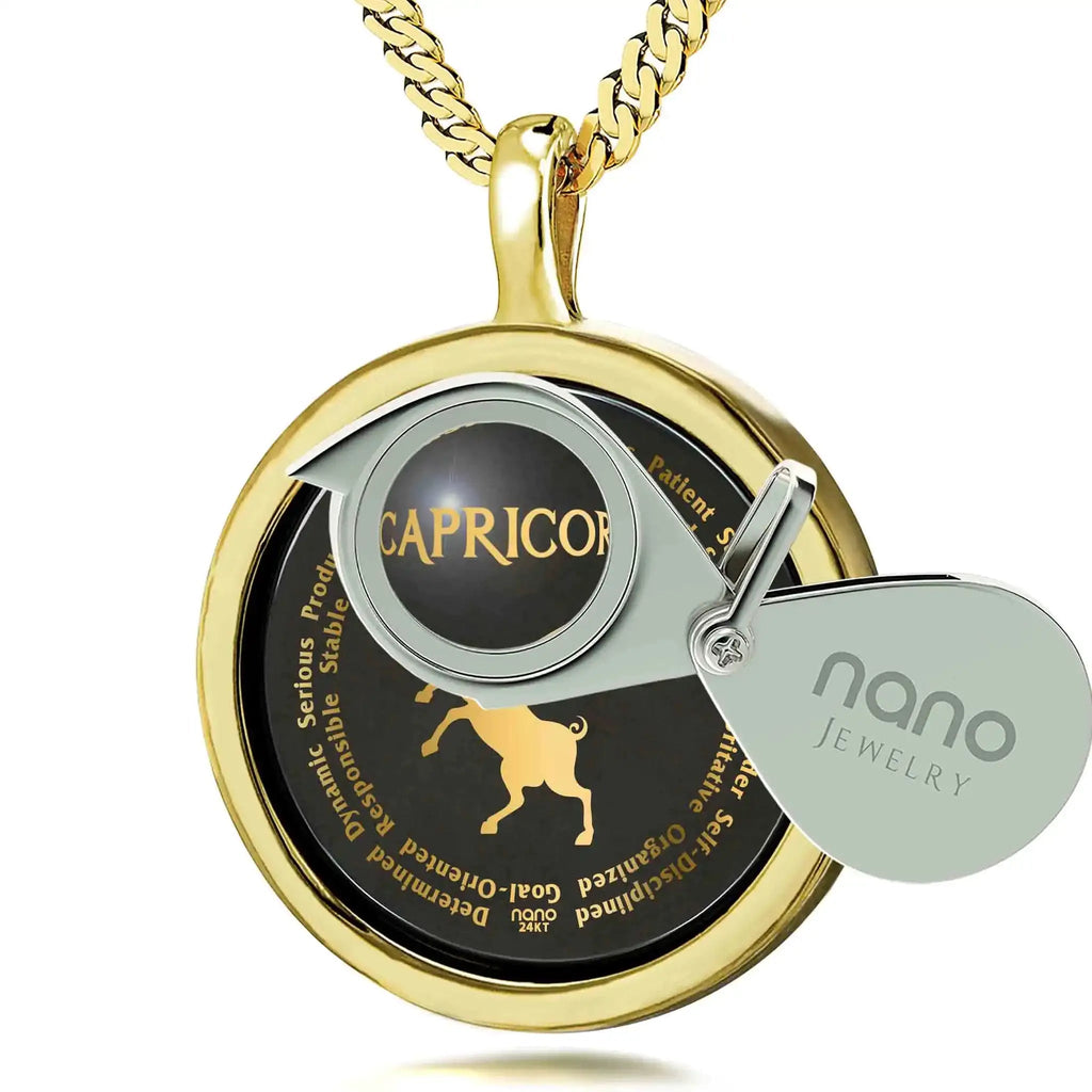 Capricorn Necklaces for Lovers of the Zodiac 24k Gold Inscribed Lootquake LLC  Techno geeks
