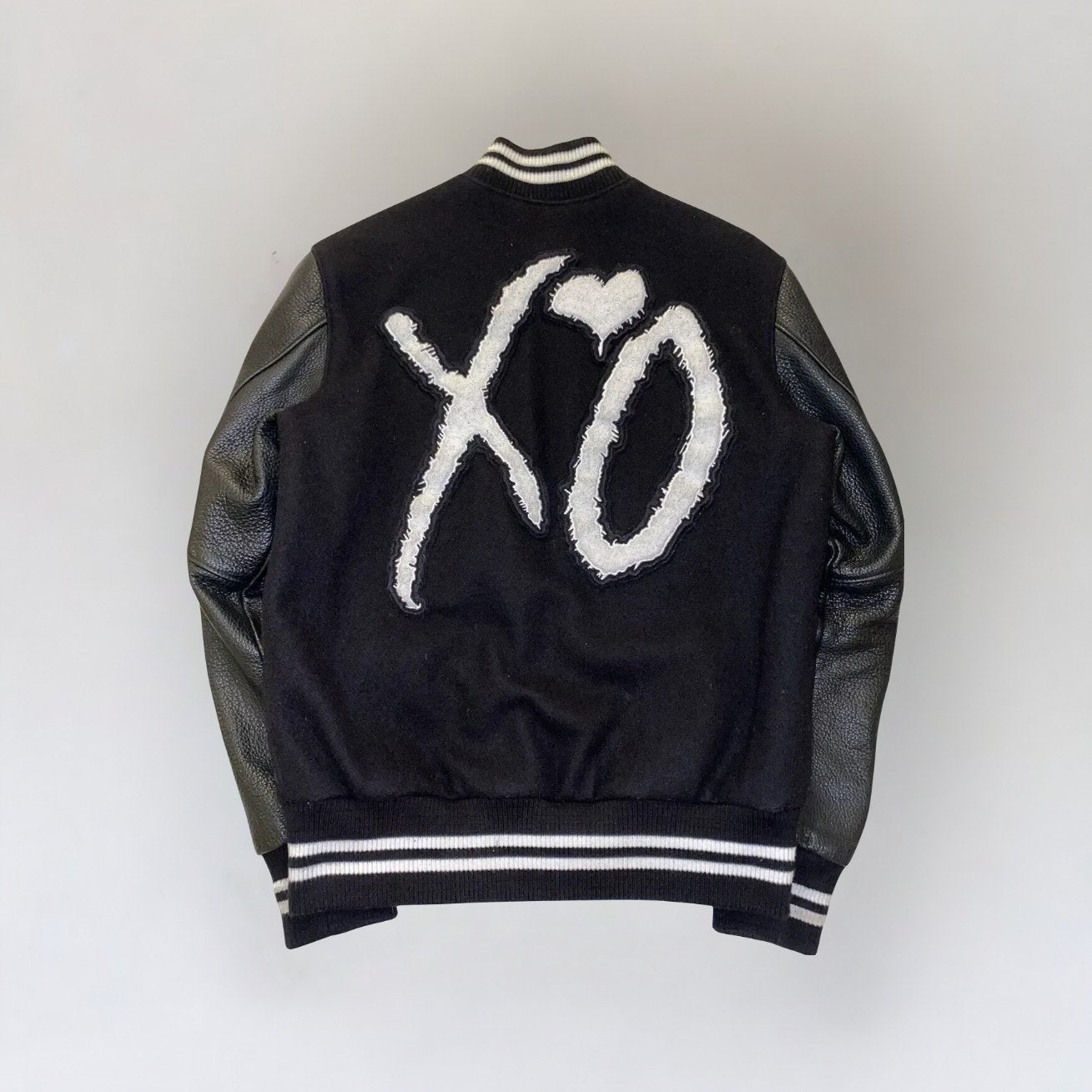 Handmade  Weeknd XO Varsity Jacket Black and White Handmade Cosplay oxandbullsleather  Techno geeks