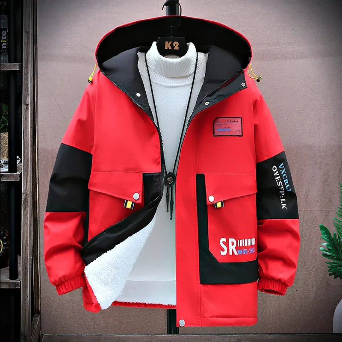 Men's Color-Block Hooded Jacket Kawaii Stop  Techno geeks