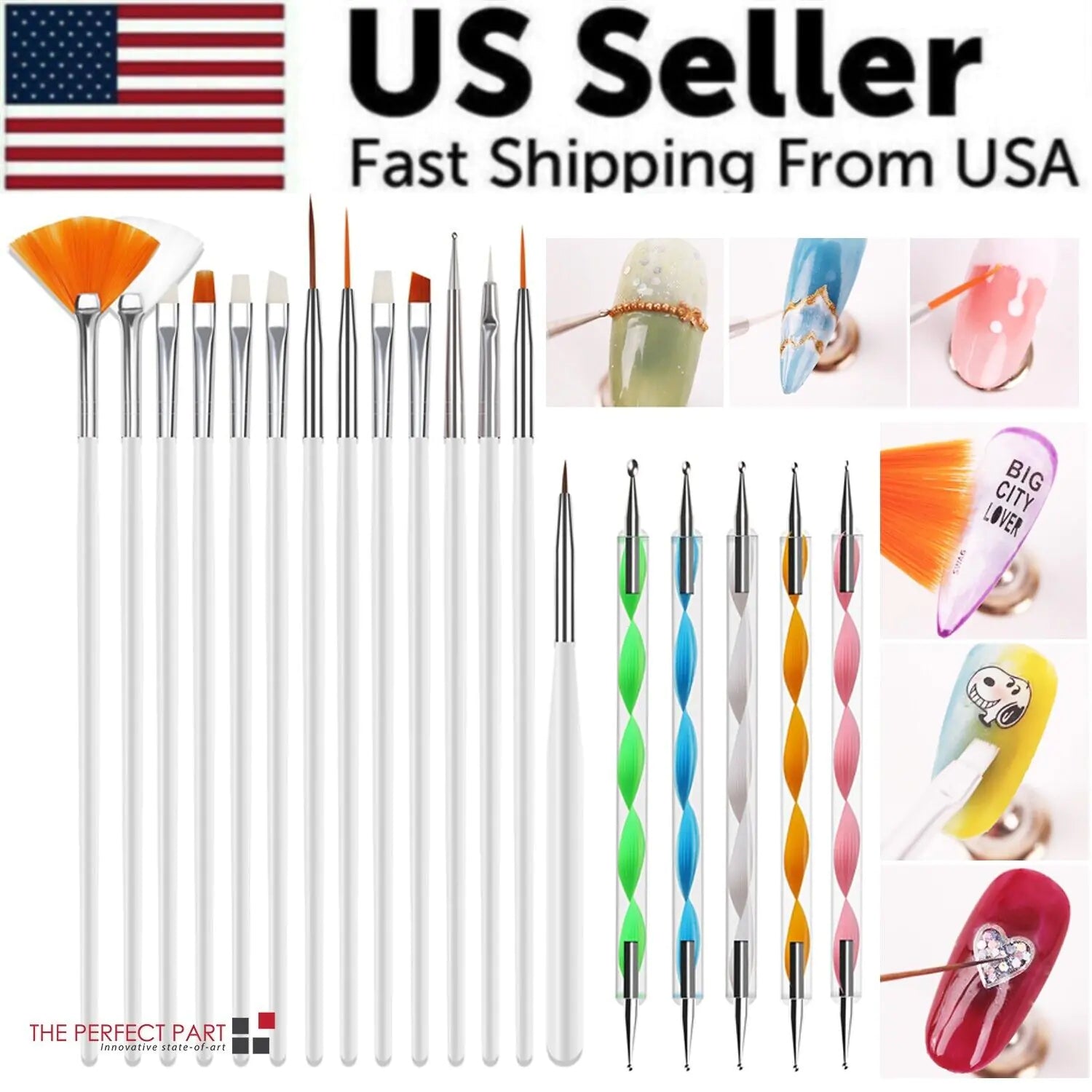20PCS/Set Nail Art Design Dotting Painting Drawing Polish Brush Pen Tools UV Gel Techno geeks  Techno geeks