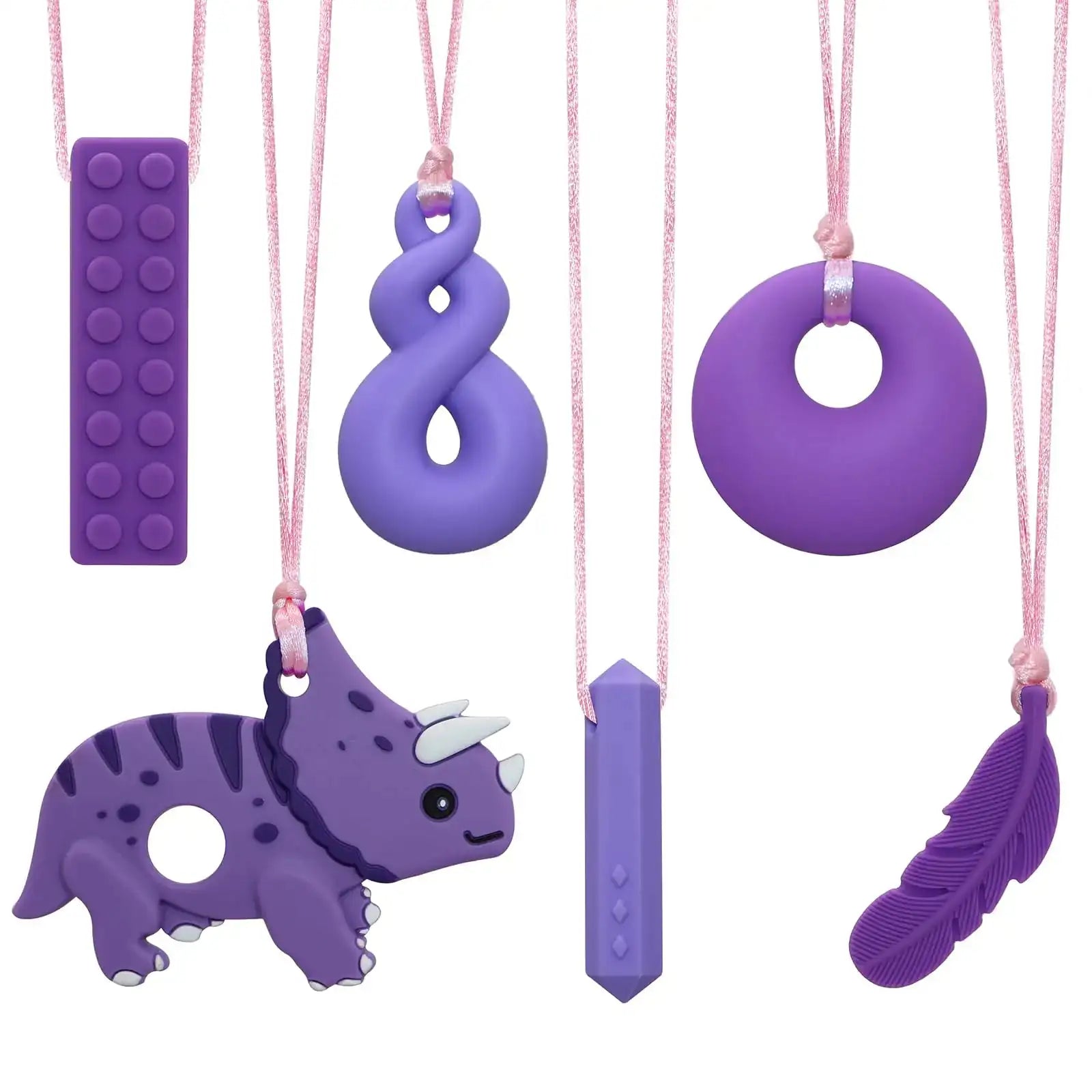Chewy Necklaces for Sensory Kids Boys and Girls Silicone Dinosaur Chewy Necklaces for Autism ADHD SPD Chewable Oral Motor Pendant for Chlidren Lootquake LLC  Techno geeks