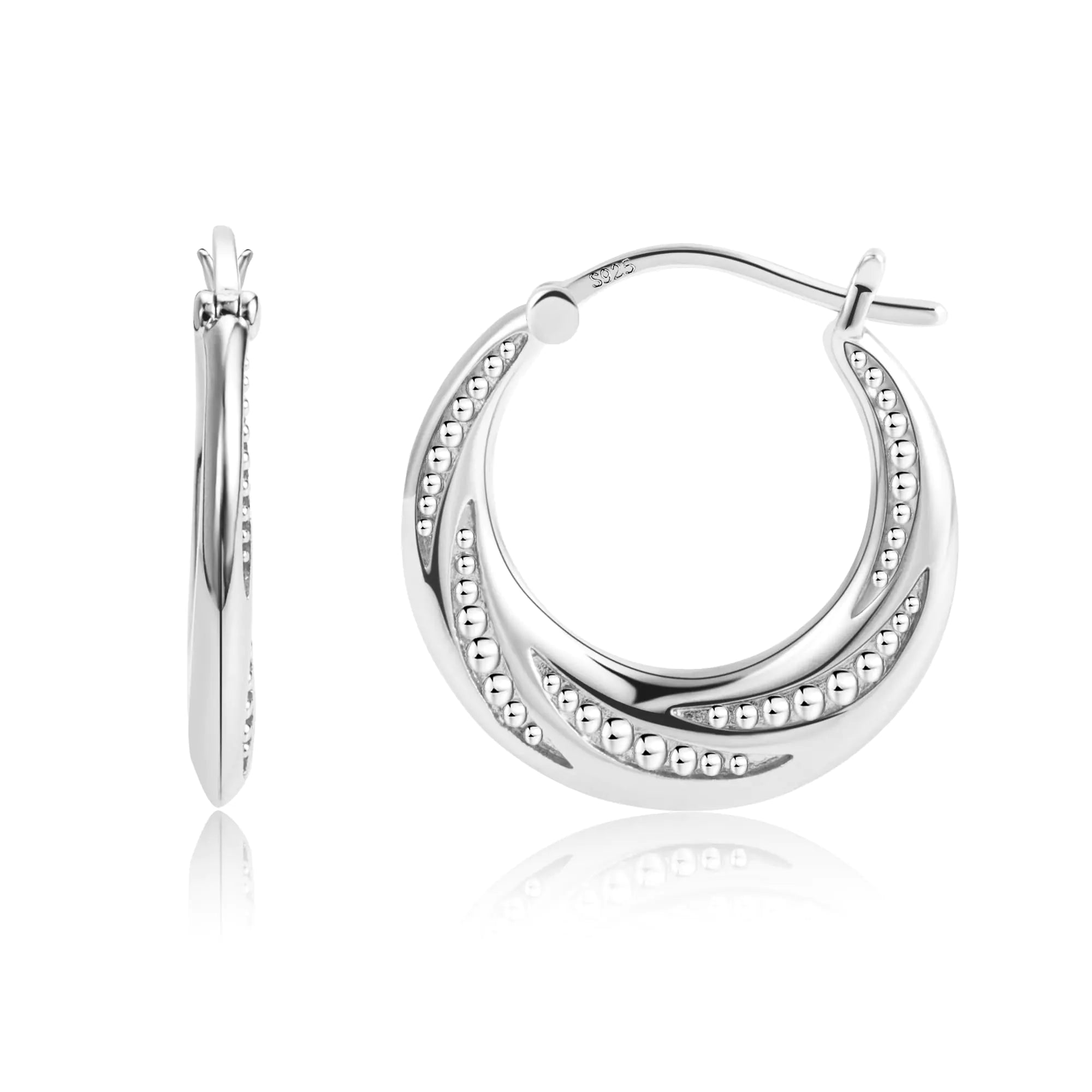 Silver Hoop Earrings for Women Small Hoop Earrings Rotating Small Ball Design Comfortable Silver Earrings for Women Hoop Earrings Womens Jewelry Lootquake LLC  Techno geeks