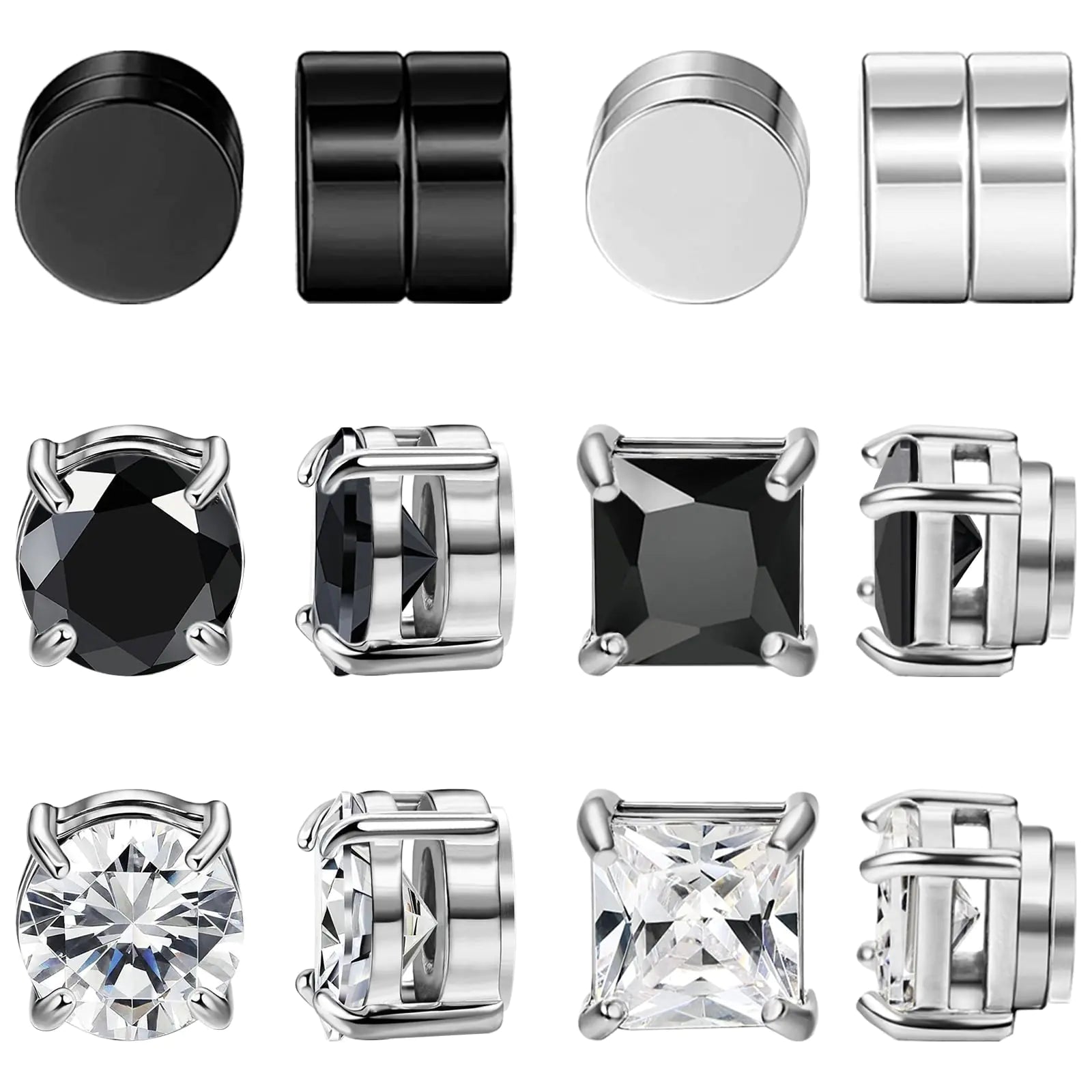 NEWITIN 6 Pairs Stainless Steel Magnetic Stud Earrings for Men Magnetic Earrings Men Clip on Earrings Non Piercing Earrings Unisex CZ Magnetic Earrings Diamond Earrings for Women Men Lootquake LLC  Techno geeks