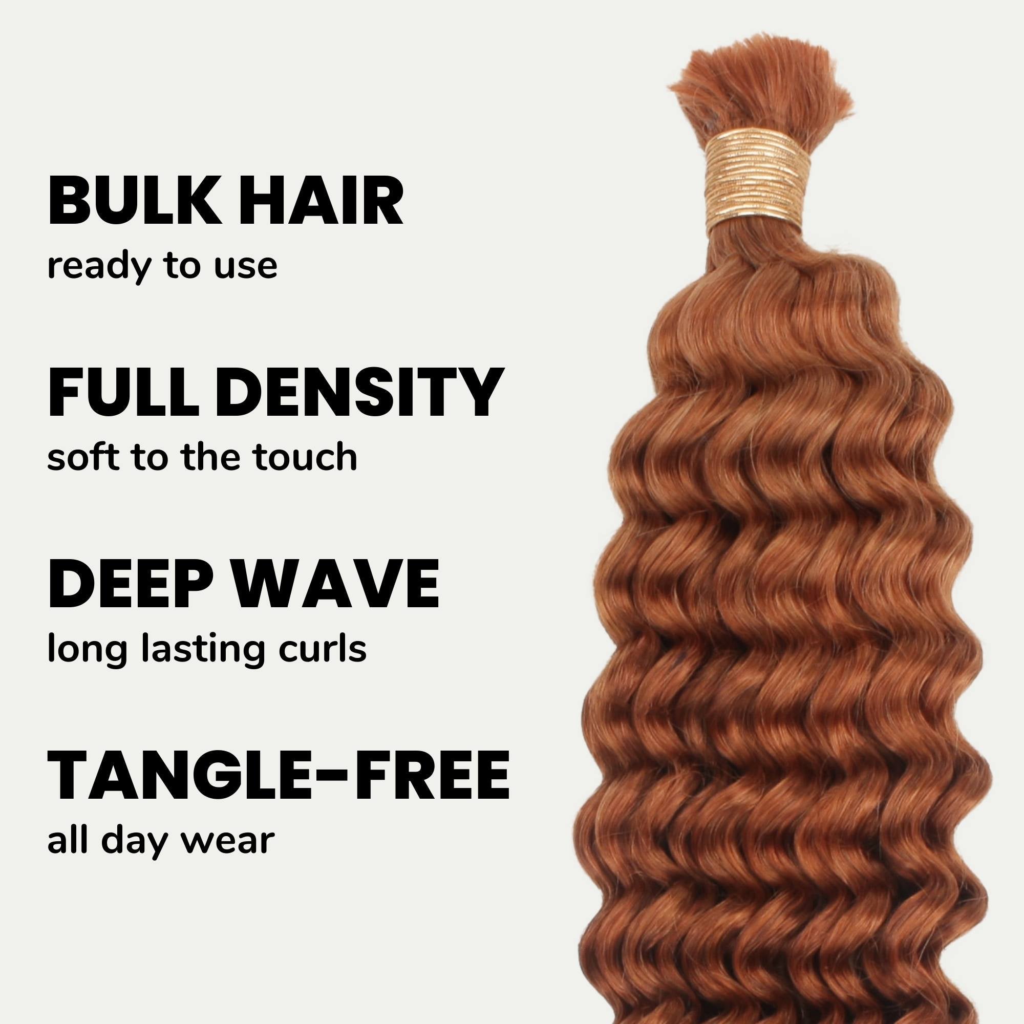 Copper Deep Wave Color 350 Bulk 100% Human Braiding Hair Private Label  Techno geeks