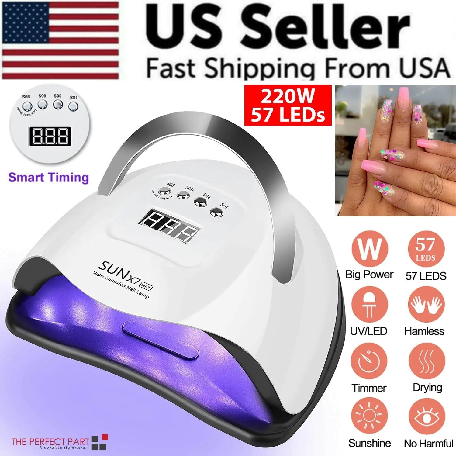 220W Nail Dryer LED Lamp UV Light Polish Gel Curing Machine Electric Manicure Techno geeks  Techno geeks