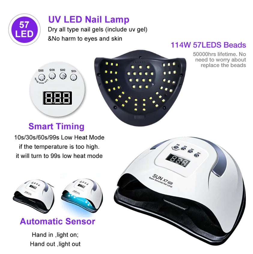 220W Nail Dryer LED Lamp UV Light Polish Gel Curing Machine Electric Manicure Techno geeks  Techno geeks