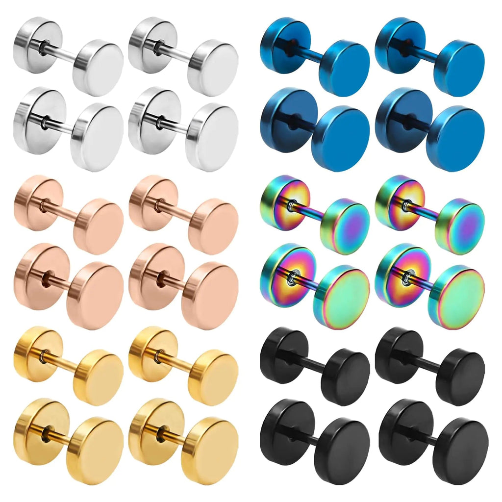 NEWITIN 12 Pairs Dot Stud Earrings for Men Faux Gauges Earrings Hypoallergenic Earrings Ear Tunnel Surgical Steel Earrings Screw Flat Back Earrings Round Ear Studs for Women Men Lootquake LLC  Techno geeks